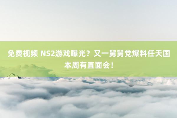 免费视频 NS2游戏曝光？又一舅舅党爆料任天国本周有直面会！