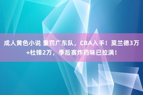 成人黄色小说 重罚广东队，CBA入手！莫兰德3万+杜锋2万，季后赛炸药味已拉满！