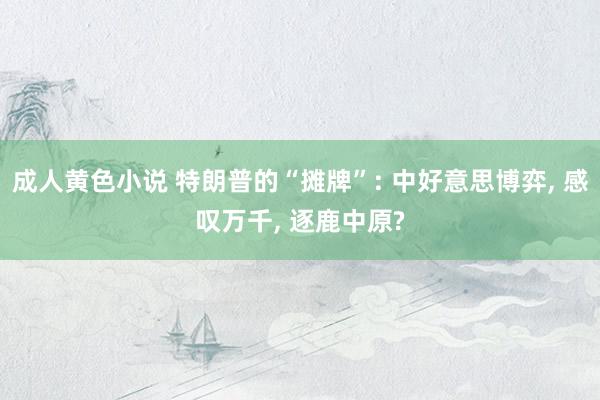 成人黄色小说 特朗普的“摊牌”: 中好意思博弈, 感叹万千, 逐鹿中原?