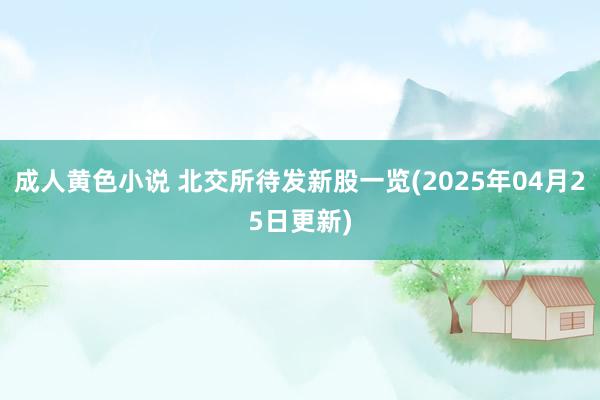 成人黄色小说 北交所待发新股一览(2025年04月25日更新)